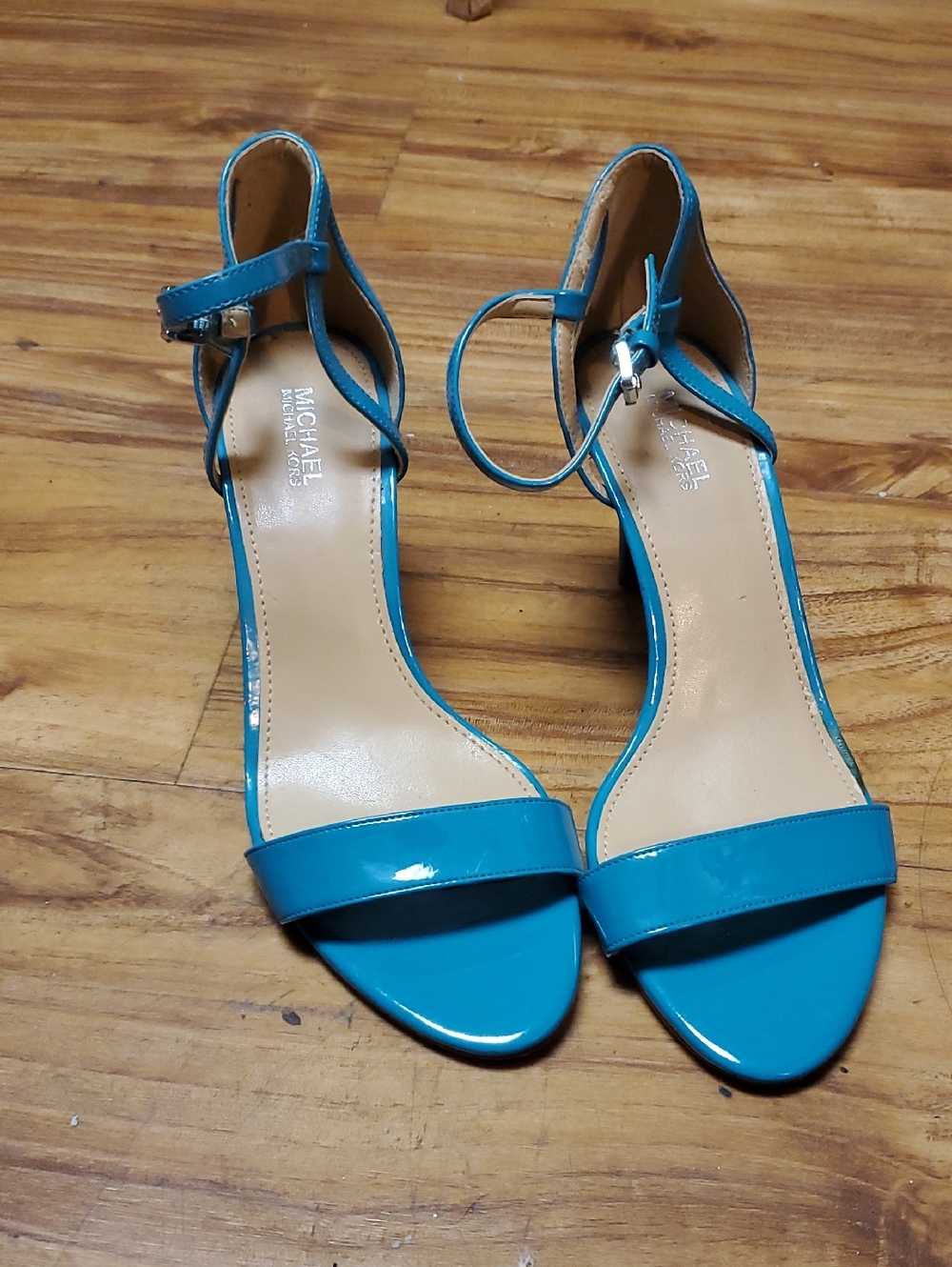 MICHAEL Michael Kors Teal Patent Ankle-Strap Heels